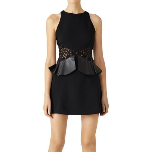 NWPT Giamba Paris Black Leather Peplum Mini Dress size 38 - Picture 1 of 9